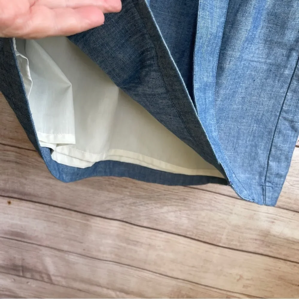 J CREW PAPERBAG WAIST MINI SKIRT IN BLUE CHAMBRAY‎